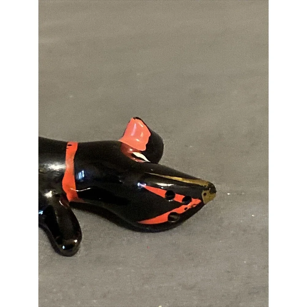 Black Dog Vintage Salt & Pepper Shaker Set Abstract Puppy Dog Japan